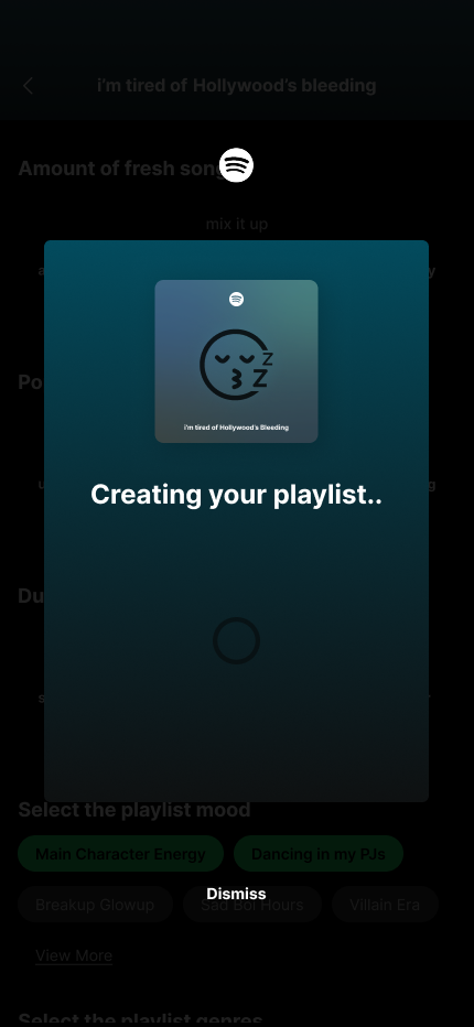 Creating playlist screen