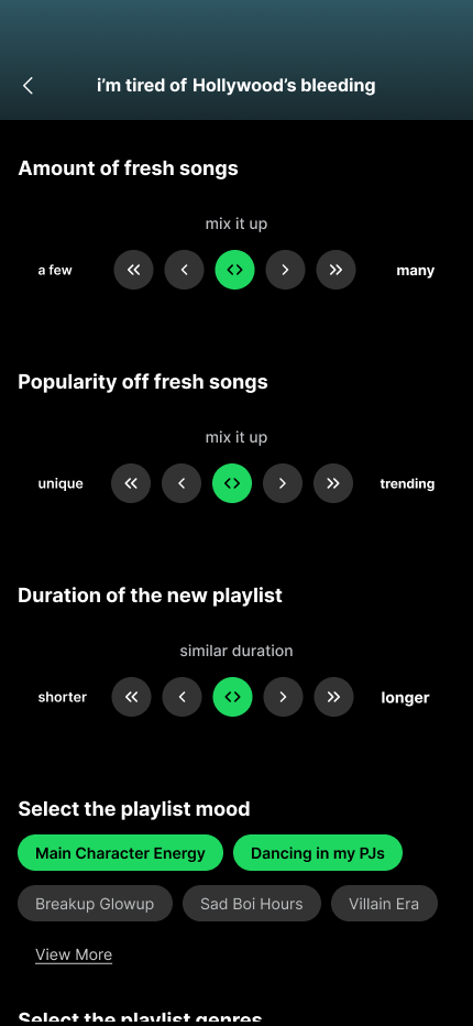 Editor mood and genre chips
