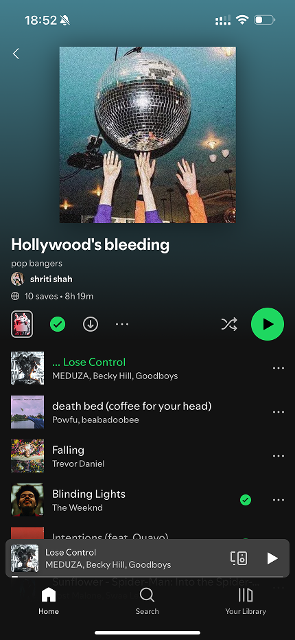 Playlist context menu